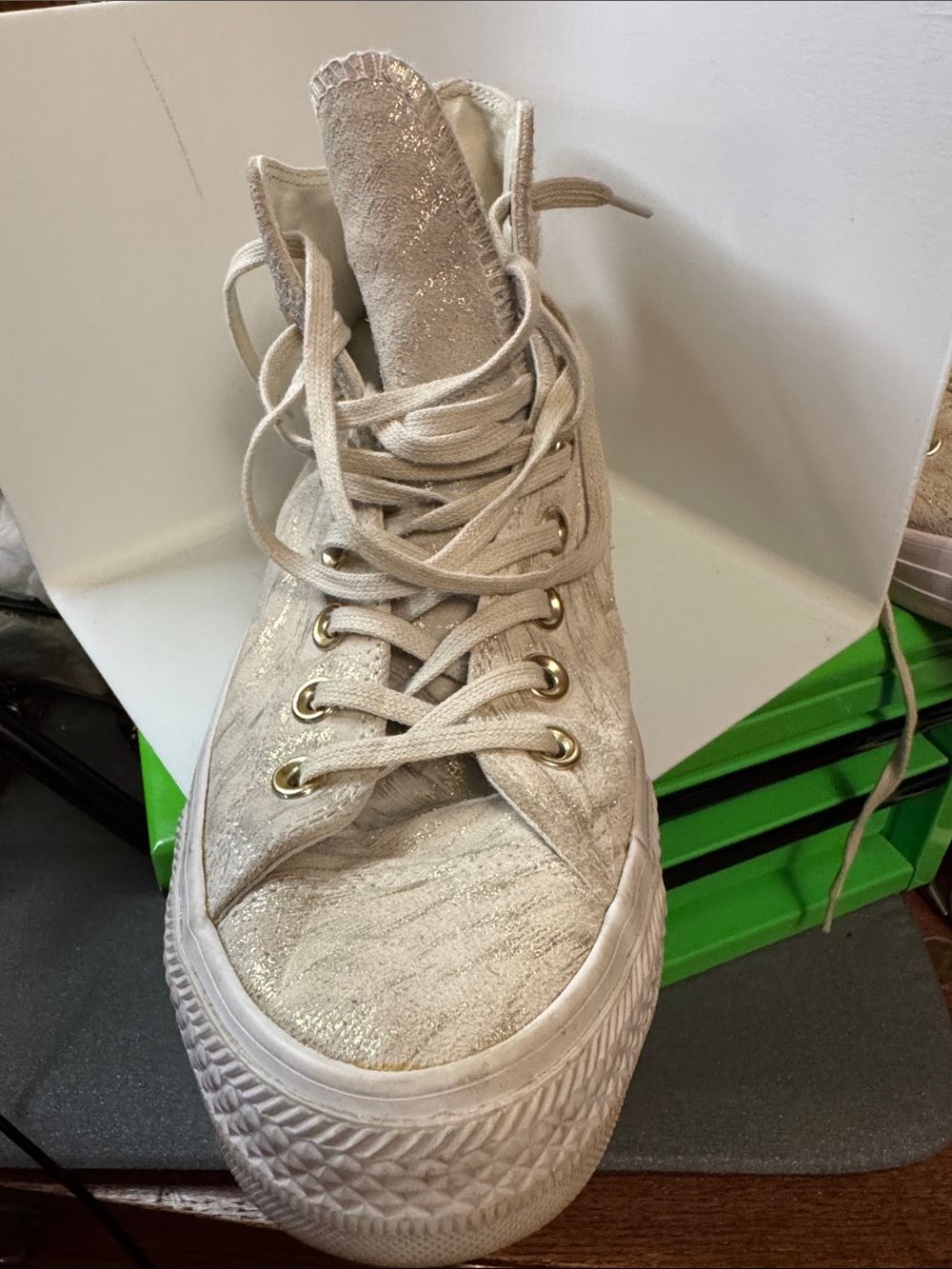 Converse Cream Metallic High-Top Sneakers